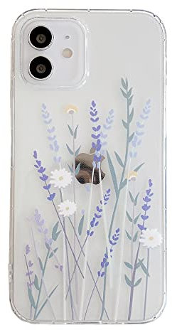 QZCQLLM Case for iPhone 11, With Mobile Phone Tempered Film Girls Women Glitter Cute Slim Thin TPU Soft Gel Silicone Clear Bumper Shockproof Protective Phone Case Cover 6.1 inch (Flower)