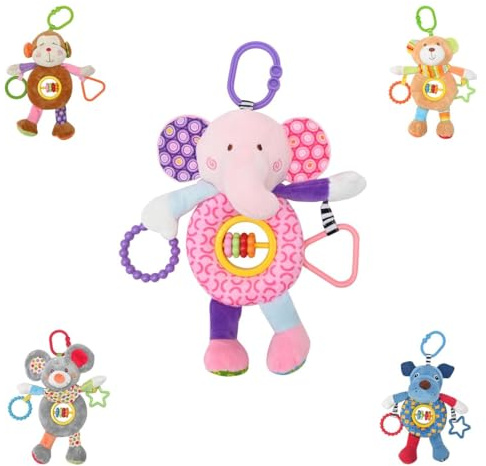 Lorelli Baby Kuscheltier Activitiy Spielzeug Plüsch, Greifling, C-Ring ab Geburt rosa