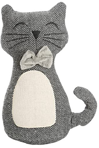 Tope de Puerta Decorativo Tope Puerta de Tela Arena Sujeta Puertas Suelo Tope para Ventanas y Puertas - Gato Gris/Blanco