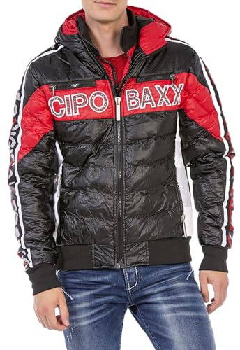 Cipo & Baxx Herren Winterjacke – Steppjacke mit Kapuze | Warme Winterjacke für Herren, Moderne Jacke für Alltag & Freizeit