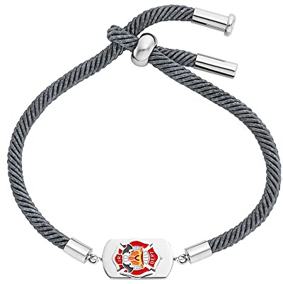 Herzengel Jungen Kinder Armband aus Edelstahl, recyceltem Polyester und einem Anhänger aus Emaille - Schiebeverschluss - längenverstellbar - nickelfrei