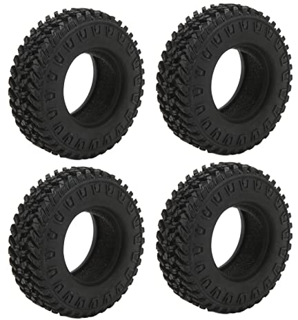 RiToEasysports 4-teilige RC-Gummireifen, Verschleißfeste, Stabile, Fahrende RC-Autoreifen für FMS FCX24 1/24-Kletterauto, Schwarz