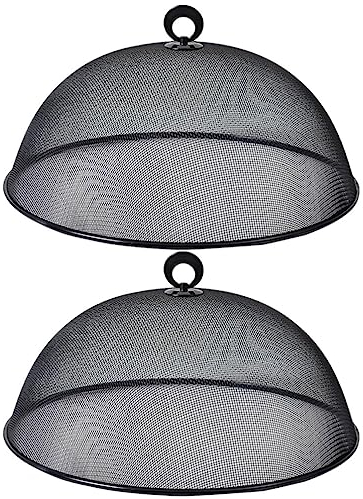 Cabilock 2 Stücke Edelstahl Fliegenhaube Lebensmittel Abdeckhaube Speiseschirm Kuchenhaube Mesh Kuchen Abdeckung Fliegenschirm Obstfliegen Haube Fruchtfliegen Küche Fliegenschutz