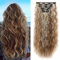 Cybelleza Clip in Extensions Kunsthaar Gewellt 6PCS 50cm Haarverlängerung Haarteil Clips Haarverdichtung Synthetik Dicke Haarextension Wellig Lang Clip in Haarteil für Frauen, Braun & Blond