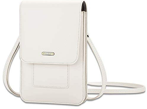 Peacocktion Handytasche zum Umhängen, Kleine Handy Umhängetasche Damen, Crossbody Handytasche Geldbörse, Handy Umhängetasche mit Kartenfächer, 01-Weiß Beige