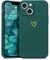 Wirvyuer Custodia Compatibile con iPhone 14 Plus Cover Ragazze Oro Amore Cuore Custodia protezione fotocamera Morbido Silicone Cover Protettiva Antiurto Gold Love Case per iPhone 14 Plus Verde Scuro