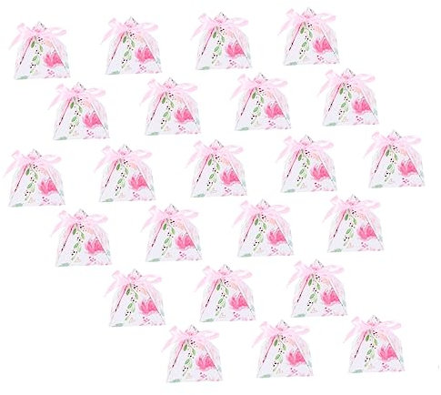 Abaodam 50stücke Rosa Pyramidenshape Hochzeits-süßigkeitenbox Kreative Schokoladenaufbewahrungsbox Partytüten Mit Schleife Für Hochzeiten Geburtstage Und Feiern