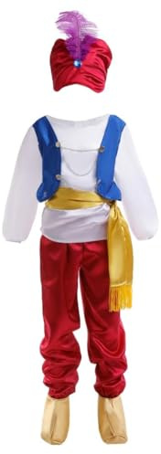 Lito Angels Aladdin Arabischer Prinz Kostüm Kleid Verkleidung mit Hut und Genie Schuhüberzug für Kinder Jungen Größe 9-10 Jahre 140 (Tag-Nummer XL)