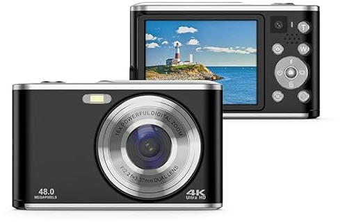16 Fach Digitale Zoomkamera für Reisefotografie, 2,4 Zoll 44 MP 4K Ultra HD Dual Objektiv Kamera, Stoßfeste Kompakte Digitalkamera für Reise Abschlussfeiern für Erwachsene und