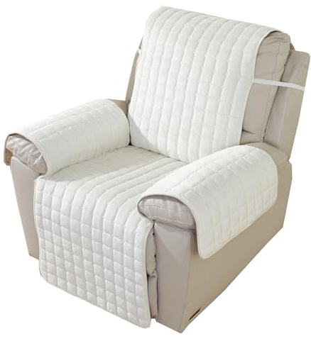 ZYBSLCSY Weicher Dicker Plüsch Sesselschoner Für Fernsehsessel 1 Sitzer Sesselschoner, rutschfest, Sesselauflage Relaxsessel Liegefunktion (Weiß)