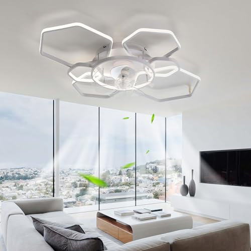 Grande Lámpara Ventilador de Techo LED Regulable Con Luz y Mando a Distancia - Silencioso, Reversible, Moderno, 6 Velocidades, Smart - Para Dormitorio y Salón
