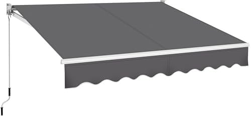 Yaheetech Einziehbare Markise, Gelenkarmmarkise mit Handkurbel 250x200 cm, Sonnenmarkise Winkel Längeinstellung(5-35°), Sonnenschutz inkl. Wandhalterung, Dunkelgrau