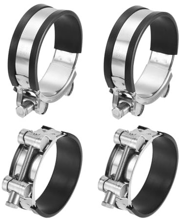 sourcing map T-Bolt Hose Clamp, 4Pcs 64-67mm Adjustable Stainless Steel Rubber Cushioned Intake Intercooler Pipe Clamps Hose Clip for Industrial