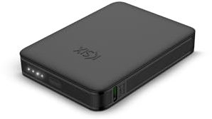 KSIX Nano Powerbank Nano 5000 mAh, Batería Externa Tamaño de Bolsillo, Power Delivery, 20W, Cable USB-C a USB-C, Indicadores LED, Negro