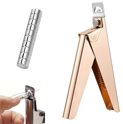 WHENZOO Acrylic Nail Clippers Magnets Sizers, Stainless Steel False Nail Clippers with Magnets Nail Cutters for Nail Tips Magnet Nail Clippers for False Nails and Gel Nails for Salon Home Nail Art