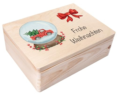 Creative Deco Weihnachtsgeschenke Personalisierte Holzkiste - Schneekugel | Wunschtext Weihnachten Geschenke | Dein Eigener Wünsche Text Individuelle Geschenk | Weihnachtsdeko | Für Frauen, Männer