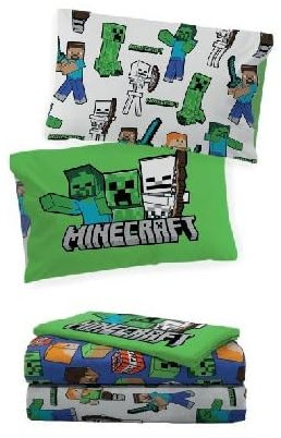 il dolce stile della tua casa set completo lenzuola piazza e mezza o 1 piazza per cameretta 100% cotone stampa fantasia a scelta (mine craft 1 piazza)