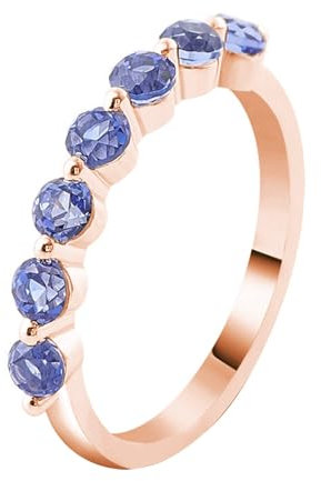 Wycian Promise Ring Man, Engagement Ring Saphire 9 Karat Roségold Größe 61 (19.4) Saphir Rundschliff Blau Personalisiert Für Vatertag