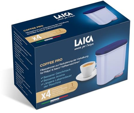 Cartuccia filtro Laica, filtri di ricambio per macchina caffè Philips Saeco - AquaClean CA6903/22, CA6903/10, CA6903 per macchine caffè Philips e Saeco - 4 pezzi