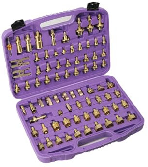 TABODD 77-teiliges Kfz-Klimaanlagen-Lecktest-Set, Messing-Wechselstrom-Leckerkennungswerkzeuge, A/C Leck Detection Tools Stecker Reparaturset für Auto-LKW-Auto-AC-Kompressor