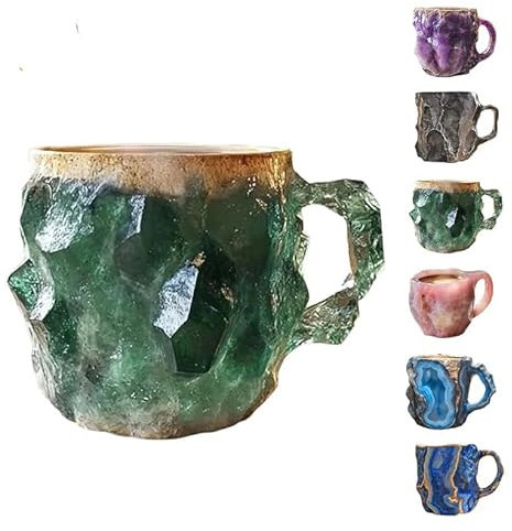 2024 Nueva Taza de Café de Cristal Mineral Con Asa - Para Té Con Leche, Chocolate Caliente (Verde)
