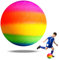 OSDUE PVC Regenbogen Ball,Bouncy Kickball Kinder Spielball Mehrfarbig Orange Fußball Softball für Drinnen und Draußen Hinterhofpark Strandspaß im Freien - ohne luftpumpe geliefert Wird (8,6 Zoll)