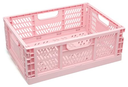 Kiokids | Caja de Almacenaje Plegable Rosa 40x30x15 | Ahorro de Espacio | Diseño Apilable y Resistente | Organización Práctica para Cualquier Espacio