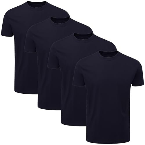 uniplen 4 Pack Plain Crew Neck T-Shirt (L, Dark Navy (0125))