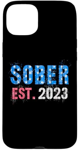 Hülle für iPhone 15 Plus Lustig seit SOBER EST 2023 1 Ein Jahr Erholung AA Support US