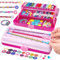 TingingYuli Set di braccialetti dell'amicizia per ragazze, arte e artigianato, per bambini, fai da te, per ragazze, giocattoli di Pasqua, regali di compleanno per bambini di età (Rosa)