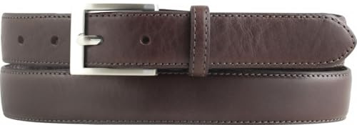Gürtel aus Vollrindleder 2,5 cm | Schmaler Gürtel für Herren und Damen 25mm | Bombierter Ledergürtel | Braun 120cm