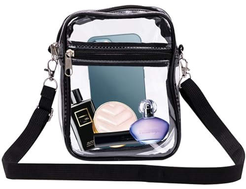 Yphzmtz Durchsichtige Crossbody Schultertasche, Statium-geprüfte Tragetasche mit Abnehmbarem Verstellbarem Gurt, Klare Wasserdichte Breiftasche für Arbeit Sport Spiele Reisen Konzerte