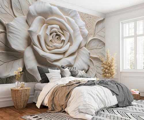 AFZEVEB-3D Rose Flower Wallpaper Large Floral wall murals for Bedroom 114x74(Not Peel and Stick)