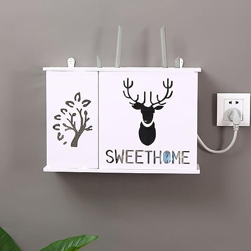 Router Aufbewahrungsbox Wand, WLAN-Router Regal Kabel Verstecken Routerbox TV Kabel Verstecken Box Kabel Organizer Wand Montiertes WiFi-Aufbewahrungsbox Rack Router Kasten WLAN Box für Zuhause (A)