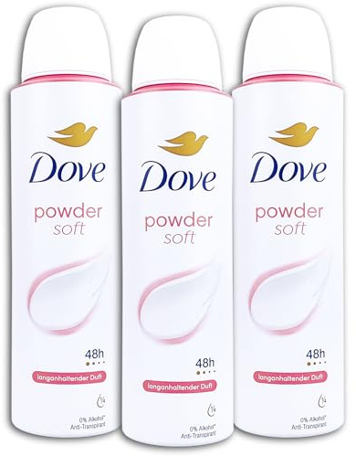 Dove Lot de 3 déodorants en spray anti-transpirants en poudre douce 3 x 150 ml