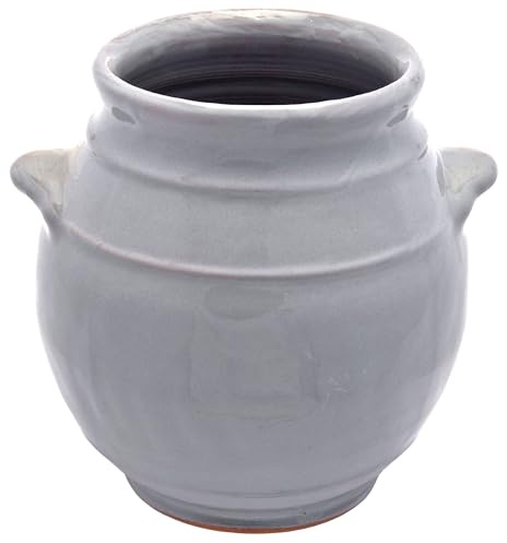 Cleminson Hand-Dipped Ceramic Utensil Jar | Artisan Kitchen Utensil Holder | Made in Spain | Stylish Cutlery Pot Organiser | Rustic Farmhouse Crock for Spoons, Spatulas, Whisks (Grey Dipped)