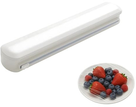 Taglia Pellicola da Cucina,Pellicola e Alluminio con Taglierina, Porta Rotoli per Pellicola Trasparente, Carta Stagnola e Forno,diametro ≤ 4,5 cm, lunghezza ≤ 32 cm(Bianco)