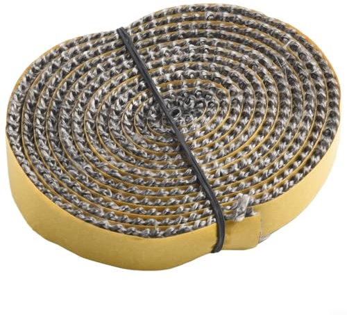 Schwarzes Fiberglas-Dichtungsband für Ofentüren, selbstklebend, für Glaskamin, hitzebeständig, Wärmedämmungsstreifen, 10 mm, 2 mm, 2 m (15 mm)