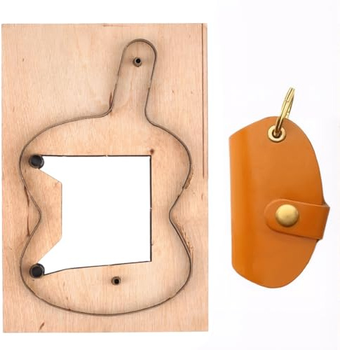 GORGECRAFT Matrice de Découpe pour Cuir Métal Acier au Carbone Porte Clés Étui Poinçonnage Gaufrage Moule Estampage Outils de Découpe avec Base en Bois Lisse Projets de Bricolage Maroquinerie