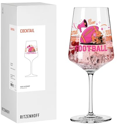 RITZENHOFF 8301001 Cocktail Glas 500 ml, Serie Football – mit sportlichem Football-Motiv in dynamischem Design – Made in Germany