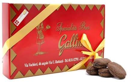 Specialità Baci di Gallina Scatola Regalo - Baci di Dama Piemontesi al Cacao Biscotti Cioccolato Artigianali - Dolci Pasticceria Artigianale con Nocciole Piemontesi, Cacao e Cioccolato Fondente (690)