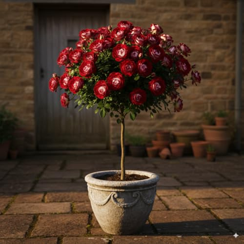 Stammrosen - 120 cm - Geeignet für Töpfe und Freiland - Ideal für Balkon, Terrasse, Kleiner Garten (Osiria)