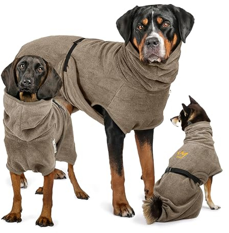Rudelkönig Peignoir Chien en Coton - Serviette Chien super Absorbante | Toutes tailles disponibles - Tissu éponge doux - Fermeture réglable - Séchage rapide après le bain ou la balade