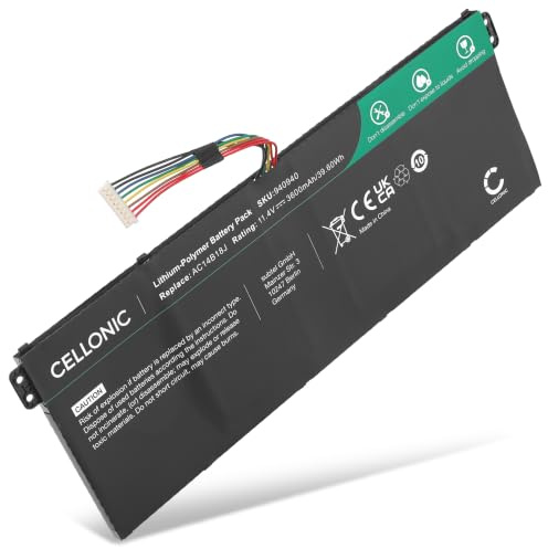 CELLONIC Akku kompatibel mit Acer Swift 3, Spin 5, Aspire V3, V13, AC14B8K | 3600mAh, 11.4V, Lithium-Polymer für Acer Aspire ES1, E11, E3, Chromebook 13 C810, 11 C730, V5, Packard Bell EasyNote LE69KB
