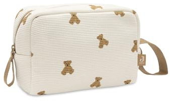 Jollein Baby Etui – Little Waffle – Mini Teddy Bear – Kulturbeutel Baby – Praktisch für Unterwegs – Aufbewahrungstasche Baby – Für Baby Spielzeug & Wickelzubehör – Mit Reißverschluss