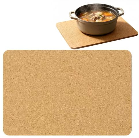 Hitzebeständig Topfuntersetzer Kork, Quadratisches Fleckenbeständig Korkplatte, Korkmatte zum Platzset, rutschfest und Abriebfest, Beidseitig Verwendbar, 30 x 40 x 0.3cm (Natürliche Holzfarbe-1)