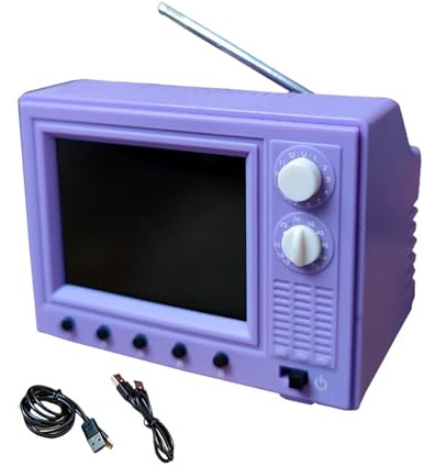 TV Diminuto Juguetes Retro con reproducción USB pequeños | TV Vintage de Bolsillo para Casa de Muñecas para Hogar Salón Dormitorio Cocina Residencia Pasillo Entrada Mesa Estantería