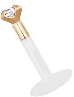 Modern Nature Piercing-Schmuck Teflon Labret Stecksystem 1,2 x 8 mm, 14kt. Rosegold mit 2 mm Stein in klar