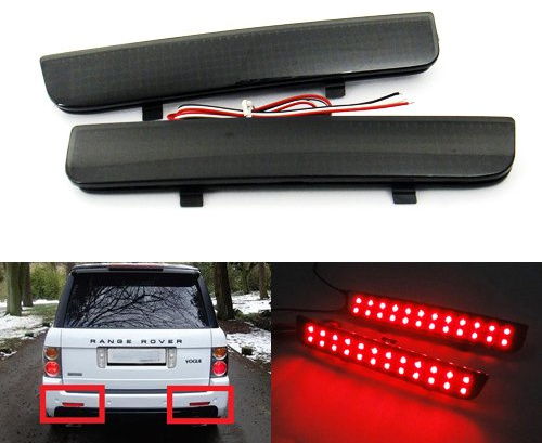 RZG 2x Black Smoked Lens Rear Bumper Reflector LED Fog Tail Stop Brake Light DRL For 2007-2014 LR Freelander 2 LR2 2003-2012 RR L322