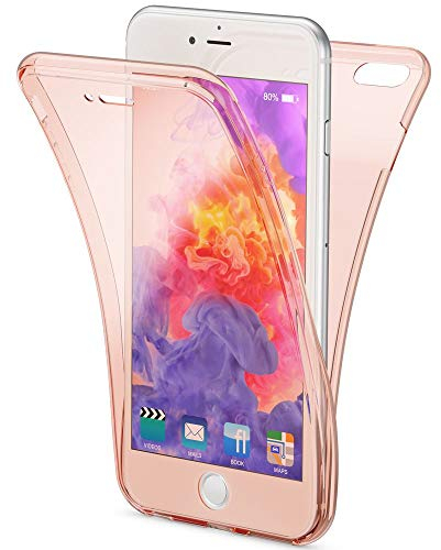 NALIA Full Body Case compatible with iPhone 6 Plus 6S Plus, Front & Back Soft Phone Cover Full Protection Ultra-Thin Clear Silicone Shockproof Bumper Transparent Protective Skin, Color:Rose Gold